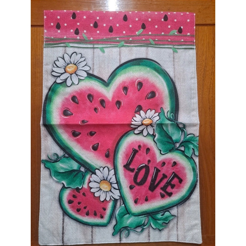 NEW Home & Garden 1pc Double Sided Garden Flags 12x18 Welcome Love Watermelon
